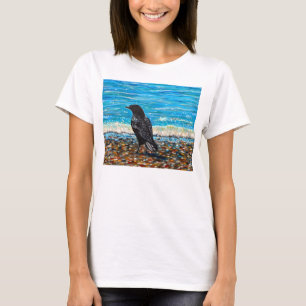 Krähe am Strand 2 Gemälde T-Shirt