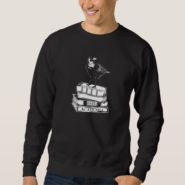 Krähe auf Büchern  Dunkle Akademie Sweatshirt (Vorderseite)