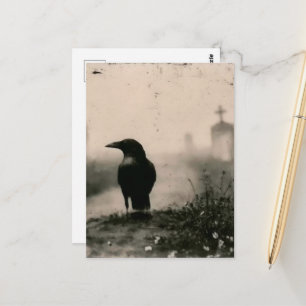 Krähe auf dem Friedhof im Vintage-Stil Postkarte