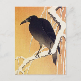 Krähe auf einem Ast von Ohara Koson Vintage Postkarte