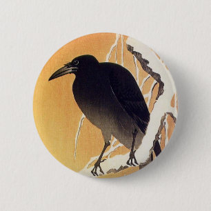 Krähe auf einer Niederlassung durch Ohara Koson Button