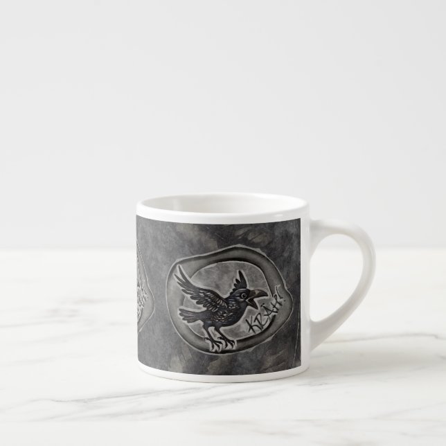 Krähe Crow Rabe ruft KRÄH!  Espressotasse (Rechts)