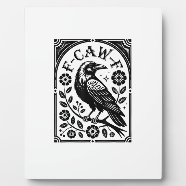 Krähe, F-Caw-F Lustiger Vogel Ästhetik Grafik Fotoplatte (Vorderseite)