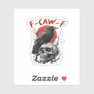 Krähe, F-Caw-F Lustiger Vogel F-Caw-F Mond Gothic Aufkleber