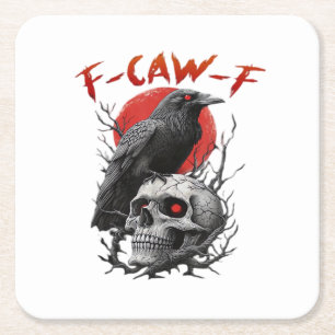 Krähe, F-Caw-F Lustiger Vogel F-Caw-F Mond Gothic Rechteckiger Pappuntersetzer