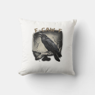 Krähe, F-Caw-F Lustiger Vogel im Vintage-Stil Kissen