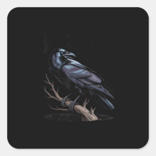 Krähe, F-Caw-F Lustiger Vogel Lustige Zitate Quadratischer Aufkleber