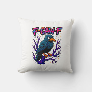 Krähe, F-Caw-F Lustiger Vogel Mond Gothic Erwachse Kissen