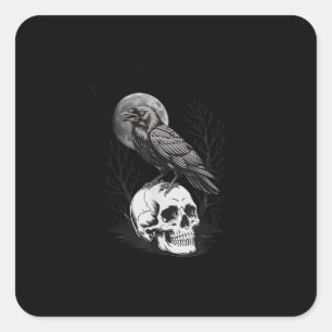 Krähe, F-Caw-F Lustiger Vogel Mond Gothic Erwachse Quadratischer Aufkleber