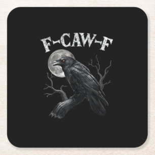 Krähe F-Caw-F Lustiger Vogel Mond Gothic Erwachsen Rechteckiger Pappuntersetzer