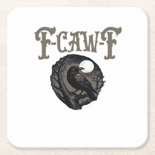 Krähe, F-Caw-F Lustiger Vogel Mond Gothic Retro Gr Rechteckiger Pappuntersetzer