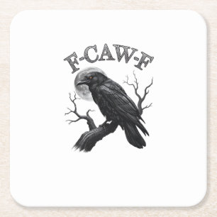 Krähe, F-Caw-F Lustiger Vogel Mond Gothic Tri-Blen Rechteckiger Pappuntersetzer