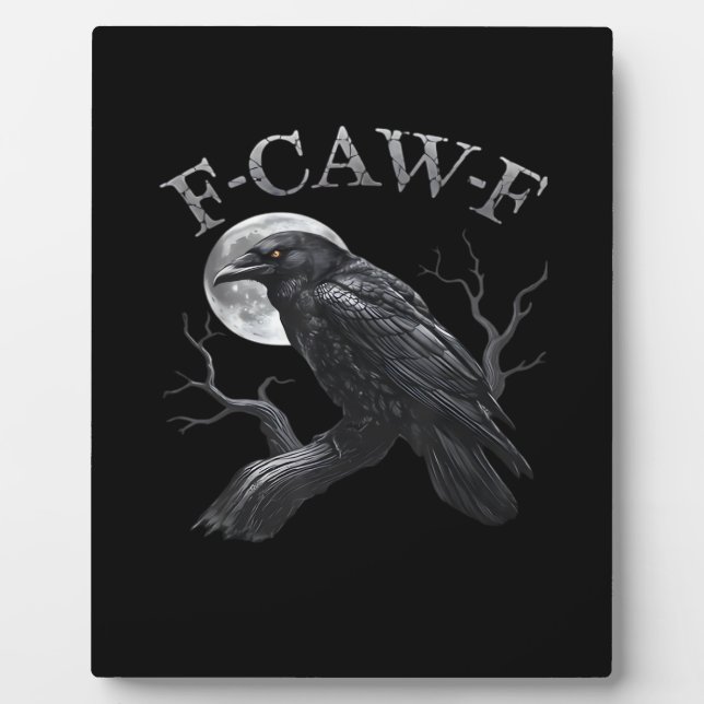 Krähe F-Caw-F Lustiger Vogel Mond Retro Klassiker Fotoplatte (Vorderseite)