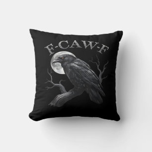 Krähe F-Caw-F Lustiger Vogel Mond Retro Klassiker Kissen