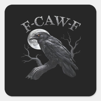 Krähe F-Caw-F Lustiger Vogel Mond Retro Klassiker Quadratischer Aufkleber
