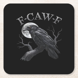 Krähe F-Caw-F Lustiger Vogel Mond Retro Klassiker Rechteckiger Pappuntersetzer