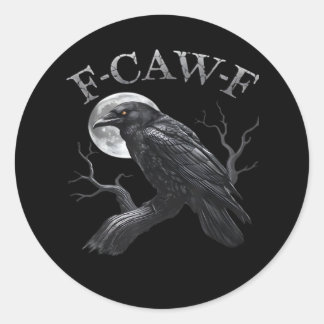 Krähe F-Caw-F Lustiger Vogel Mond Retro Klassiker Runder Aufkleber