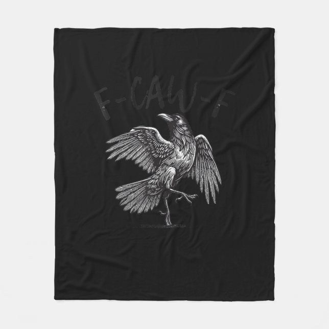 Krähe, F-Caw-F Lustiger Vogel Retro-Grafik Fleecedecke (Vorderseite)
