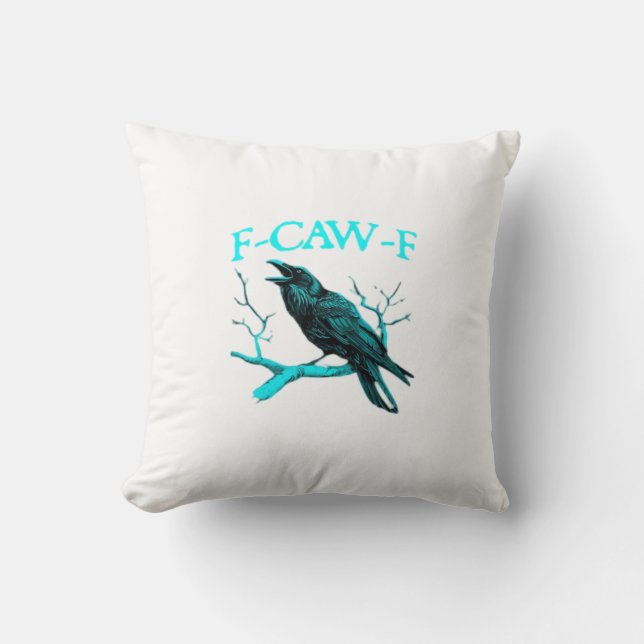 Krähe F-Caw-F Lustiger Vogel Retro Kissen (Vorderseite)