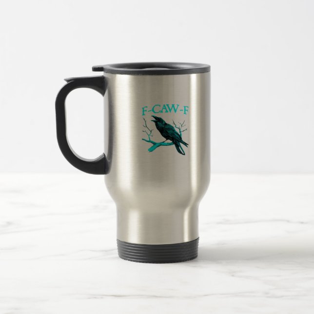Krähe F-Caw-F Lustiger Vogel Retro Reisebecher (Links)