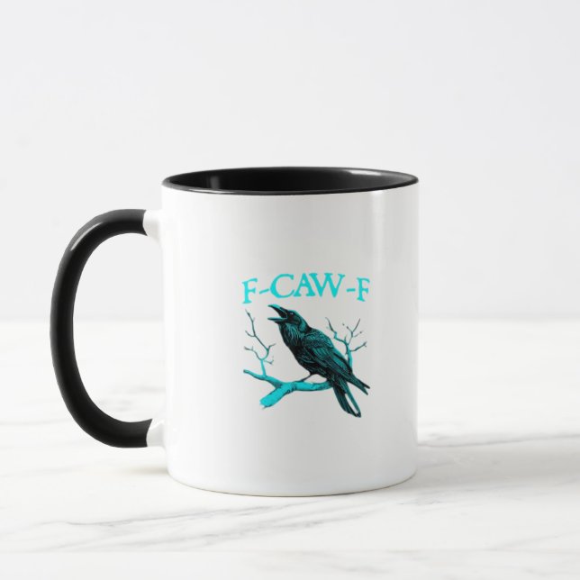Krähe F-Caw-F Lustiger Vogel Retro Tasse (Links)