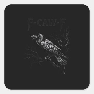 Krähe, F-Krä-Krä Vogel Retro Klassiker Quadratischer Aufkleber