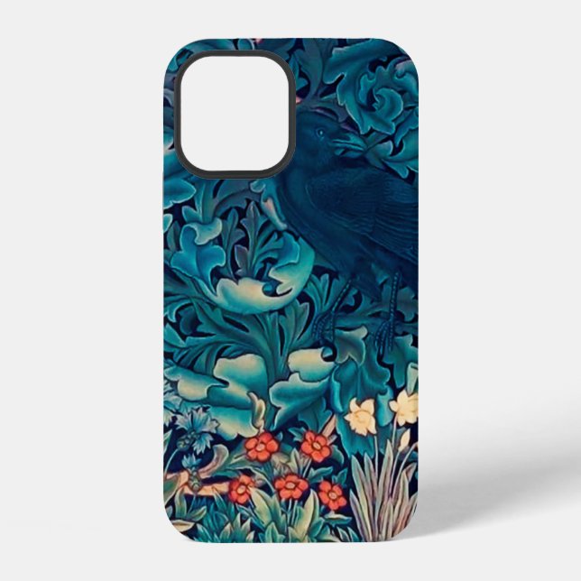Krähe im Wald, William Morris iPhone Hülle (Rückseite)