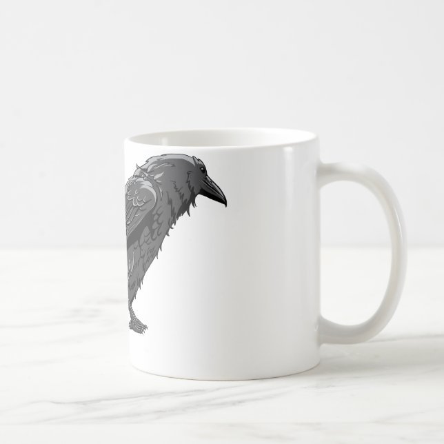Krähe ~ Krähen-Vogel fertigen Schablone besonders Tasse (Rechts)