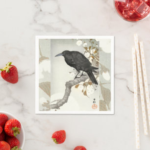 Krähe Rabe Koson japanischer Vogel Crow Serviette
