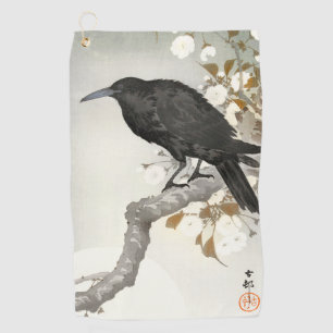 Krähe Rabe Koson Japanischer Vogel Krähe Golfhandtuch
