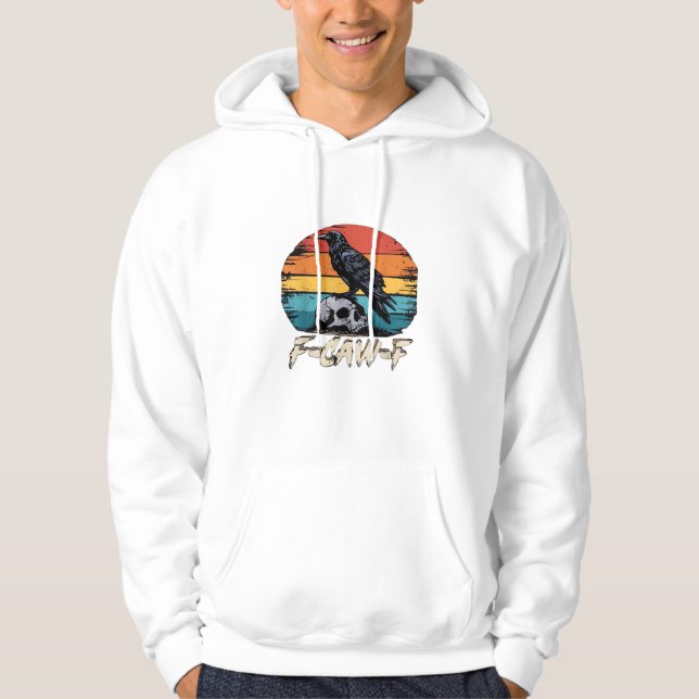 Krähe, Retro F-Caw-F Vogel Krähe Lustige Krähe Vog Hoodie (Vorderseite)