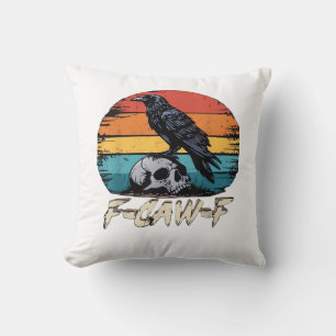 Krähe, Retro F-Caw-F Vogel Krähe Lustige Krähe Vog Kissen