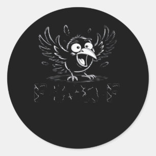 Krähe, Retro F-Caw-F Vogel Krähe Lustige Krähe Vog Runder Aufkleber
