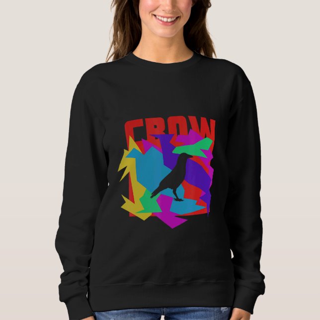 Krähe Tier Mosaik Puzzle Sweatshirt (Vorderseite)