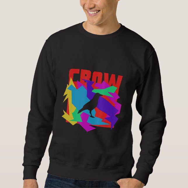 Krähe Tier Mosaik Puzzle Sweatshirt (Vorderseite)