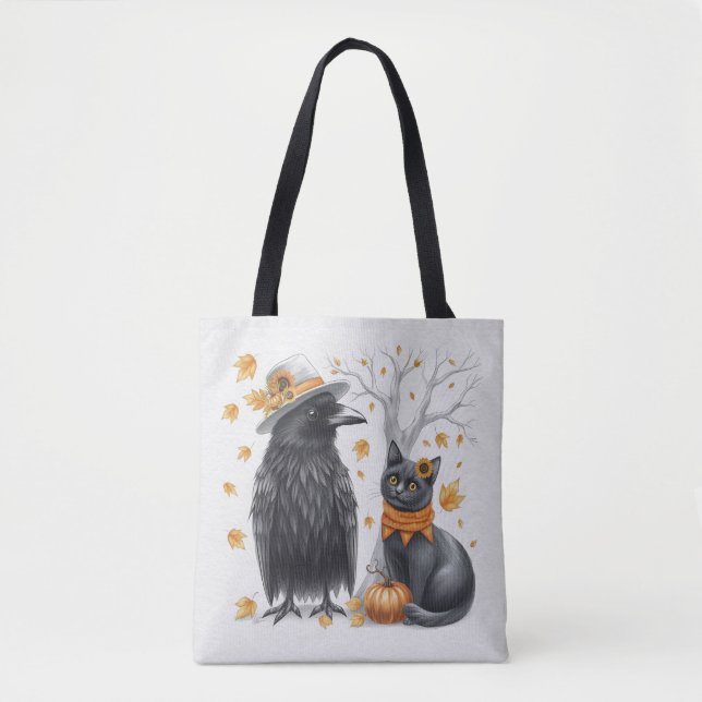 Krähe und Katze Herbst Thanksgiving Crow  (Vorderseite)