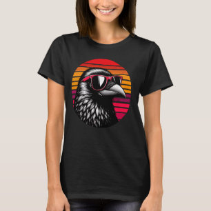 Krähe Vogel Sonnenbrille Sonnenuntergang Retro Sti T-Shirt