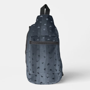 Krähen fliegende Blues Grunge Streifen moderne Got Crossbody Bag