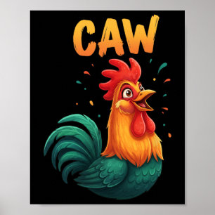 Krähen Hahn Huhn Bauernhof Tier Lustig Bauernhof L Poster