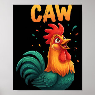Krähen Hahn Huhn Farm Tier Lustig Bauernhof Liebha Poster