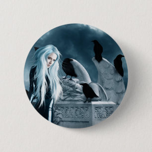 Krähen-Hexe-Knopf Button