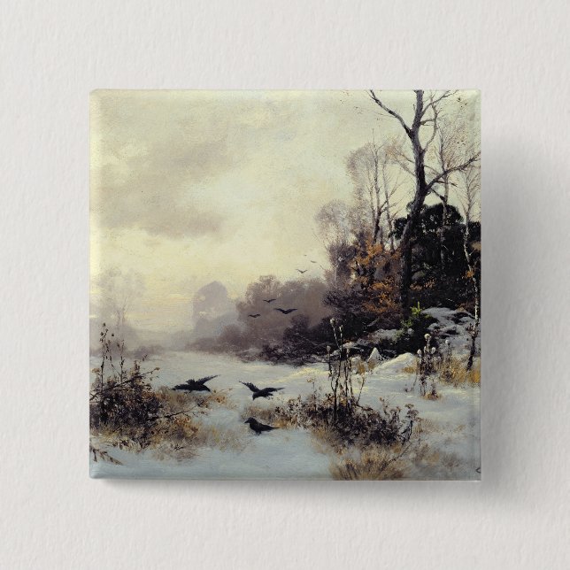 Krähen in einem Winter Landscape, 1907 Button (Vorderseite)