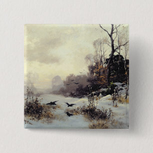 Krähen in einem Winter Landscape, 1907 Button