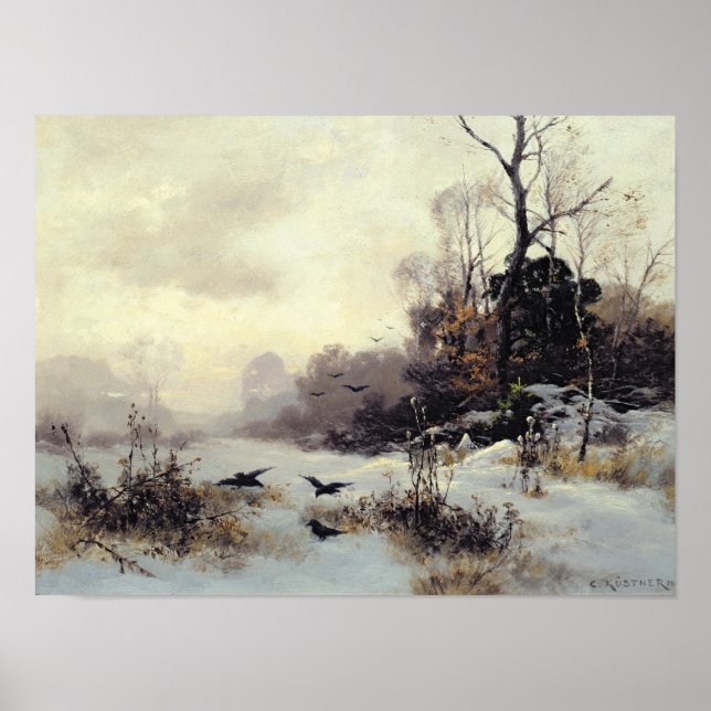 Krähen in einer Winterlandschaft, 1907 Poster (Vorne)