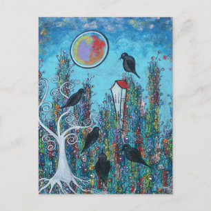 Krähen in Gewartet Postkarte
