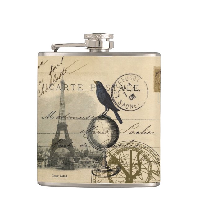 Krähen-Kugel-Paris-Flasche Flachmann (Vorderseite)