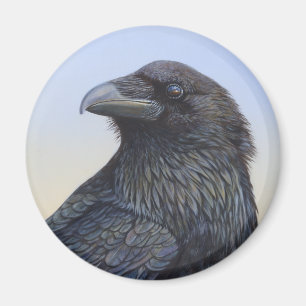Krähen-Raben-Sonnenuntergang-Malerei-Kunst Magnet
