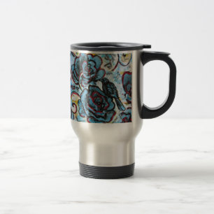 Krähen und Rosen, feine Kunst-Reisend-Tasse Reisebecher
