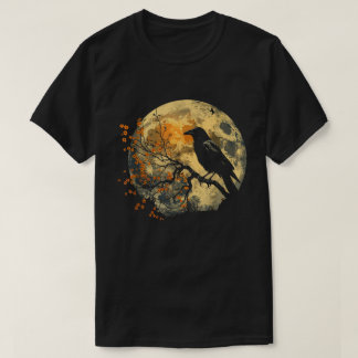 Krähen Vintage Grafik-Shirt, Retro-Krähe Mond T-Shirt