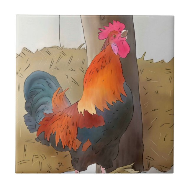 krähender Hahn Fliese (Vorderseite)